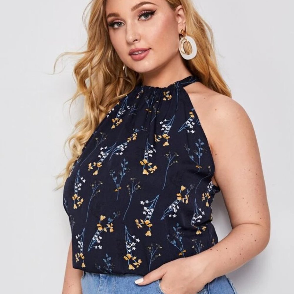 OUT of STOCK - Curvy Gal Navy Halter Top - Picture 5 of 5